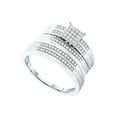 thumbnail image 1 of Sterling Silver His Hers Round Diamond Square Matching Wedding Set 1/4 Cttw, 1 of 1