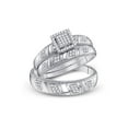 thumbnail image 1 of Sterling Silver His Hers Round Diamond Square Matching Wedding Set 1/4 Cttw, 1 of 1
