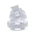 thumbnail image 1 of Sterling Silver His Hers Round Diamond Square Matching Wedding Set 1 Cttw, 1 of 3