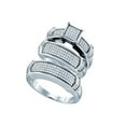 thumbnail image 1 of Sterling Silver His Hers Round Diamond Square Matching Wedding Set 5/8 Cttw, 1 of 1