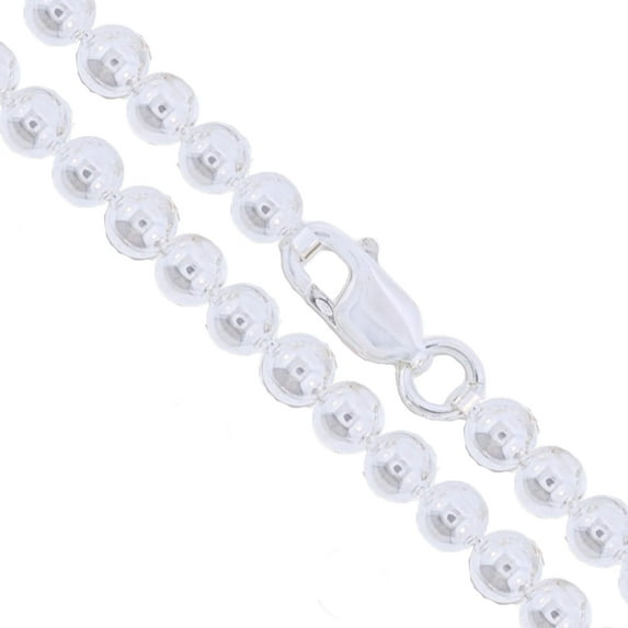 Sterling Silver Hollow Ball Bead Chain 10mm 925 Italy Large Huge Dog Tag Bracelet 7.5" Jewelry Female