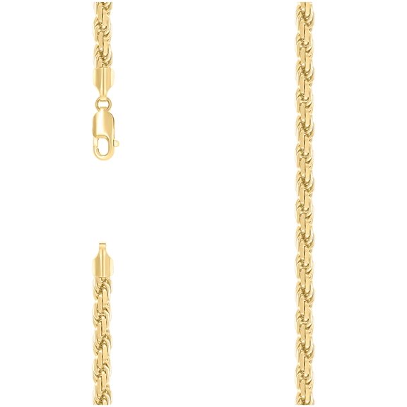 Sterling Silver Hollow Rope Chain Yellow 120 5.3mm-20"