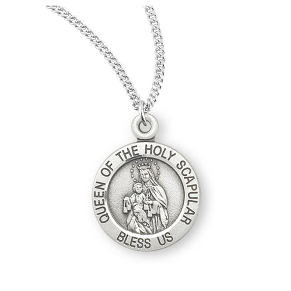 Sterling Silver Holy Scapular Medal Pendant Necklace