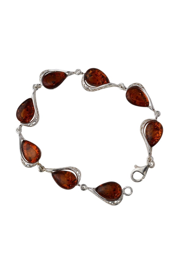 Sterling Silver Honey Baltic Amber Bracelet "Adele", Amber Jewelry Collection