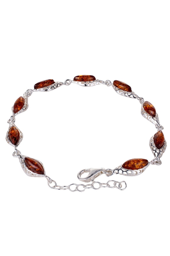 Sterling Silver Honey Baltic Amber Bracelet "Amaya", Amber Jewelry Collection