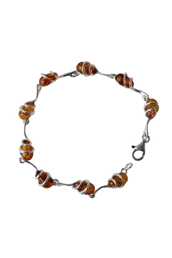 Sterling Silver Honey Baltic Amber Bracelet "Zuzanna", Amber Jewelry Collection
