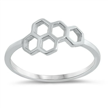 Sterling Silver Honeycomb Ring Size 10