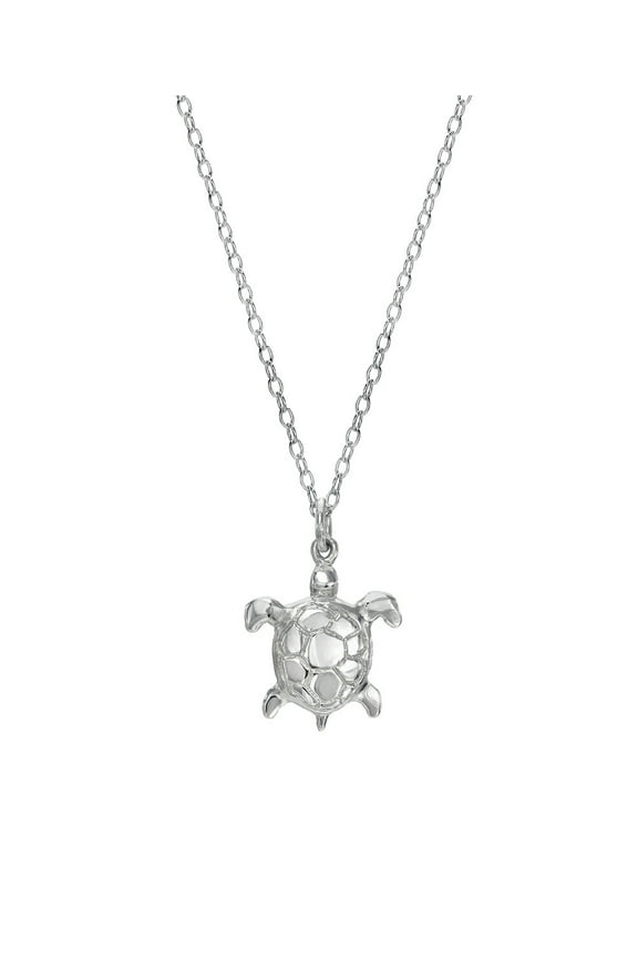 Sterling Silver Honu Sea Turtle Pendant Necklace, 18"