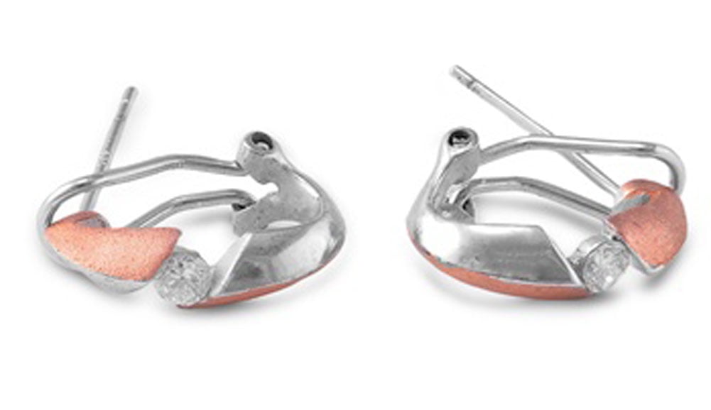 Sterling Silver Hoop Artistic Abstract Earrings Clear Cubic Zirconia 925 New Jewelry Female Unisex