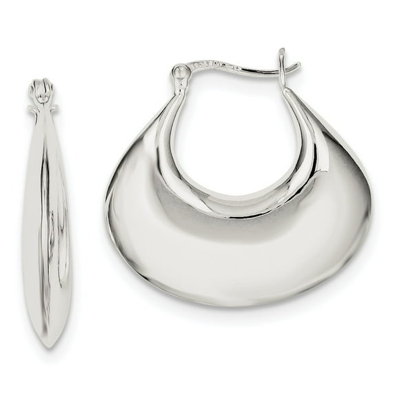 Sterling Silver Hoop Earrings - Measures 30x32mm Wide