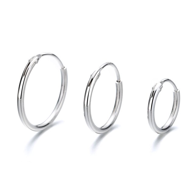Sterling Silver Hoop Earrings Set of 3 Sizes