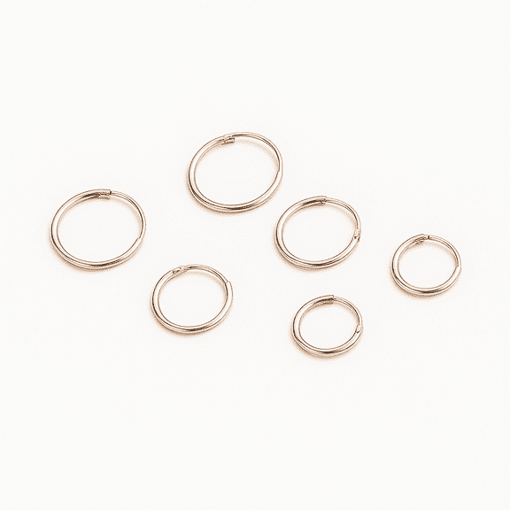 14K Rose Gold over Sterling Silver Hoop Earrings Set of 3 Sizes (6 pieces)