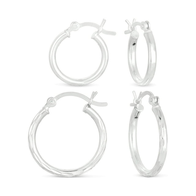 Sterling Silver Hoop Earrings Set