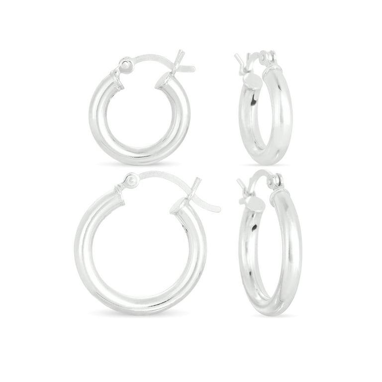 Sterling Silver Hoop Earrings Set Walmart