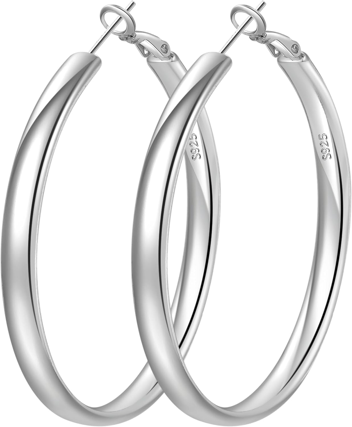 Sterling Silver Hoop Earrings for Women Hypoallergenic Large Silver