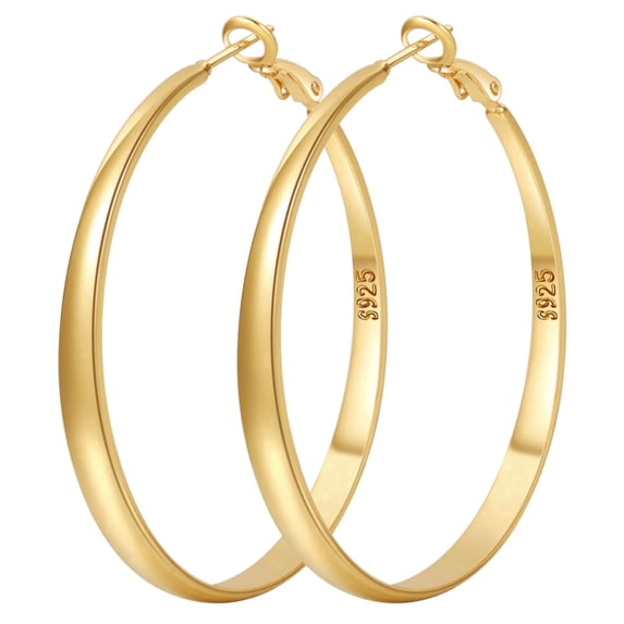 YOUNGYUE 14K Gold Plated Hoop Earrings for Women Large Hypoallergenic Thin Oversize Big Hoop Earring for Women Gifts