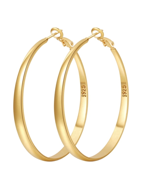 14K Gold Plated Hoop Earrings for Women Large Hypoallergenic Thin Oversize Big Hoop Earring for Women Gifts