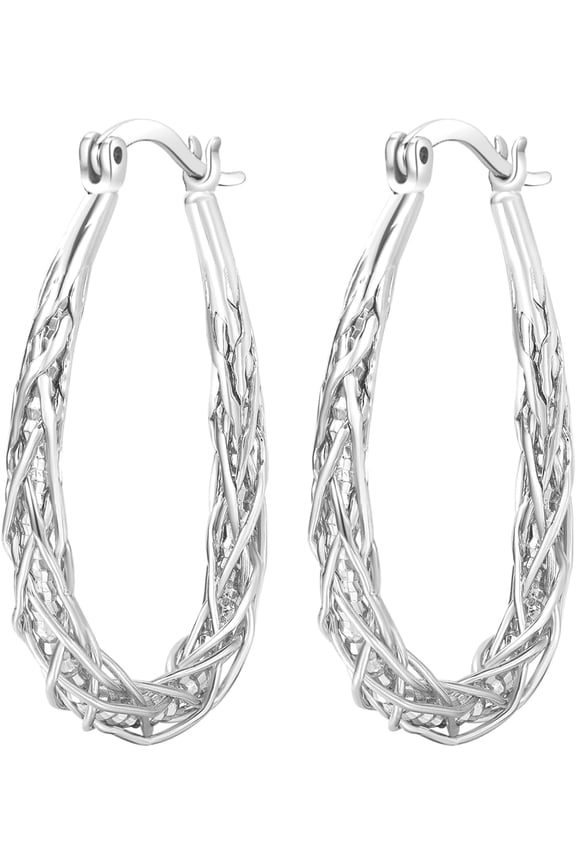 Sterling Silver Hoop Earrings for Women Silvers Oval Hoop Earrings Gentle On Skin Lightweight Thick Twist Silver Hoops[y617]