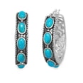 thumbnail image 1 of Sterling Silver Hoop Earrings with Reconstituted Turquoise Stones, 1 of 1