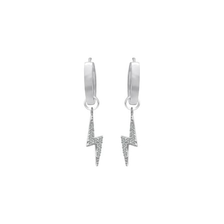 Sterling Silver Hoop with Dangle CZ Lighting Bold Charm