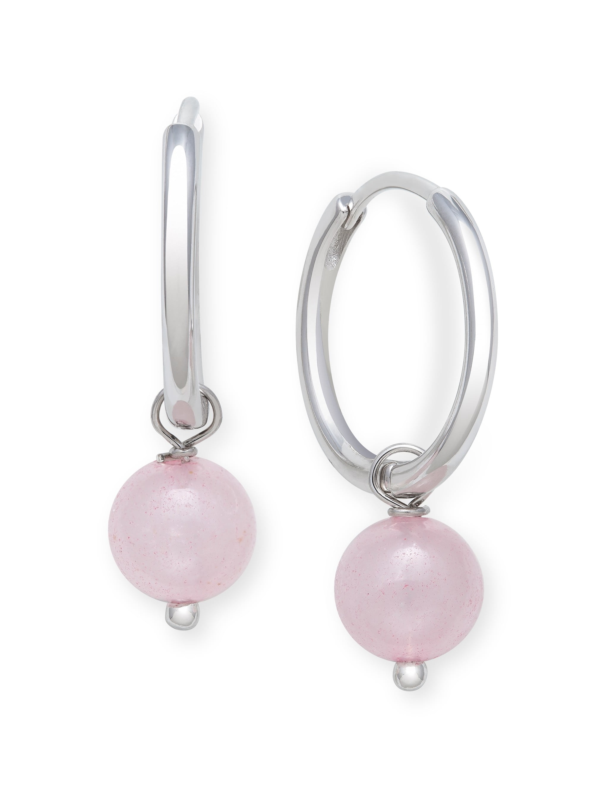 •PIKE HOOP• rose quartz + silver earrings
