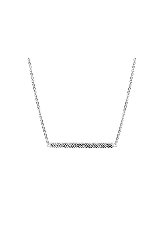 Sterling Silver Horizontal Bar Necklace with Diamond Cut