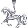 thumbnail image 1 of Sterling Silver Horse Charm Pendant Necklace with Diamond Cut Finish and 18 Inch Rolo Chain, 1 of 2