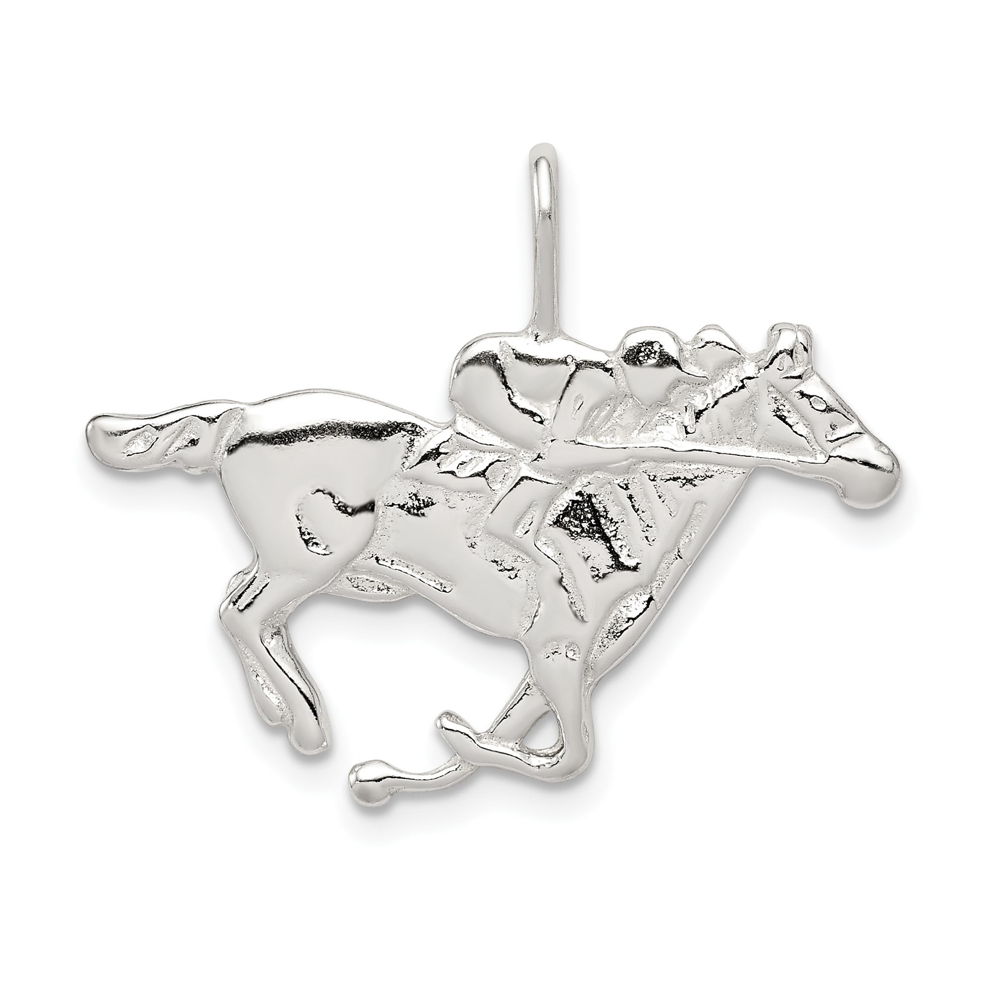 Sterling Silver Horse Racing Pendant with Jockey, Unisex Equestrian Charm for Western Jewelry, Symbol of Speed and Competitive Spirit for Fans and Riders