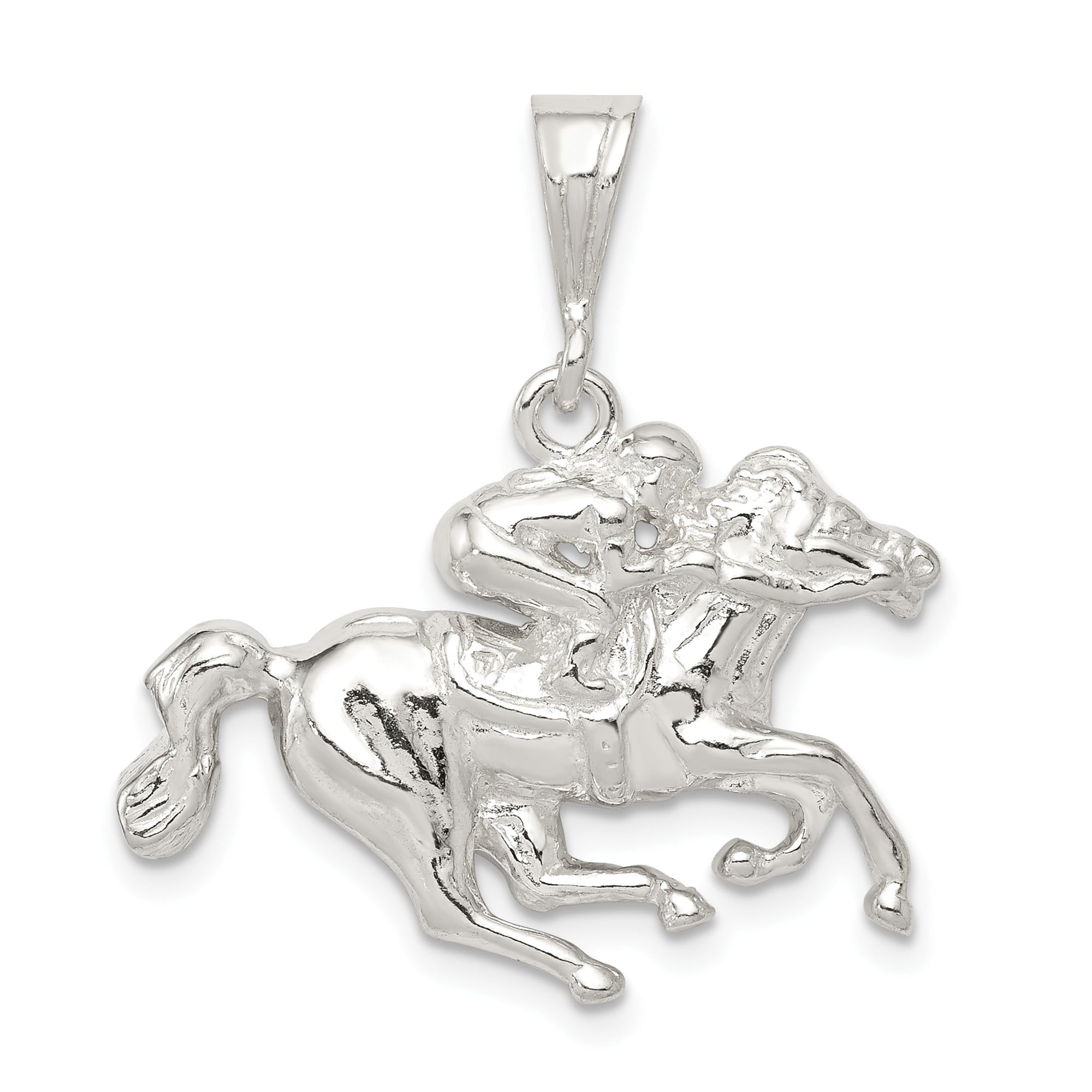 Sterling Silver Horse Racing Pendant with Galloping Jockey, 925 Equestrian Necklace for Men and Women, Sport Charm Symbolizing Speed and Passion