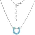 thumbnail image 1 of Sterling Silver Horseshoe Necklace Synthetic Opal 16 inch + 2 inch extension, 1 of 1