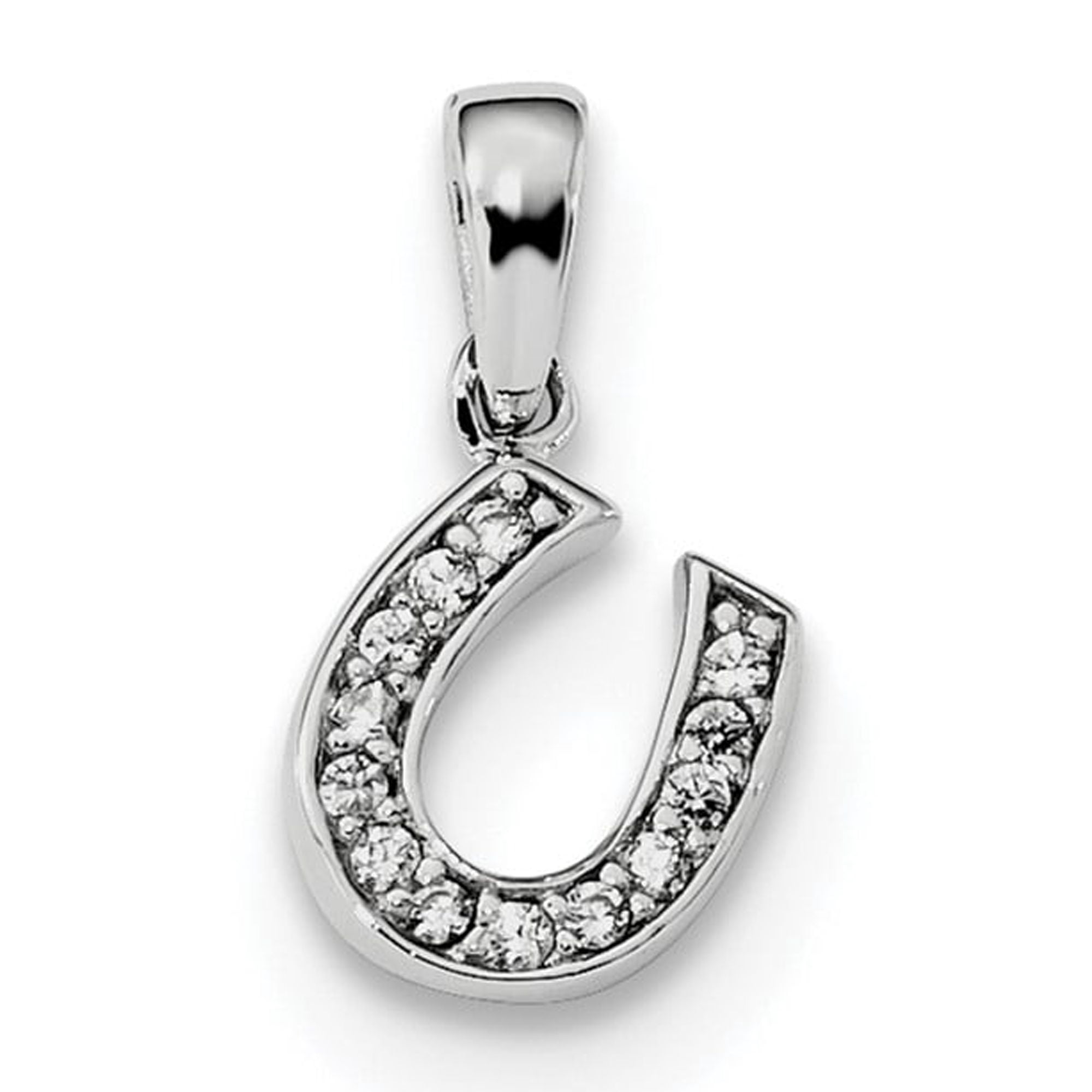 Sterling Silver Horseshoe Pendant Necklace for Women with Cubic Zirconia, Western Equestrian Style, Symbolic Luck Charm, Fashion Jewelry for Everyday Wear