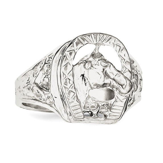 Sterling Silver Horseshoe Ring - 6.7 Grams - Size 12 - Measures 2.75mm Wide