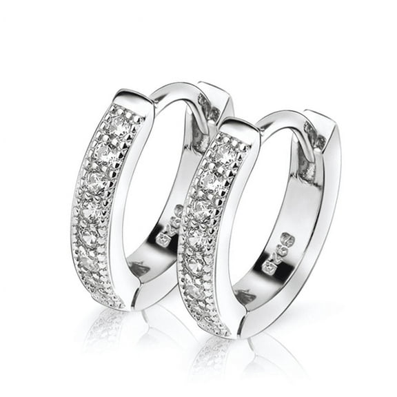 Sterling Silver Huggie Hoop Earring with Crystals