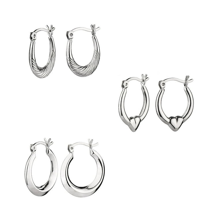 Sterling Silver Set of 3 Hoop Earrings Set Sterling Silver Set of 3 Hoop Earrings Set