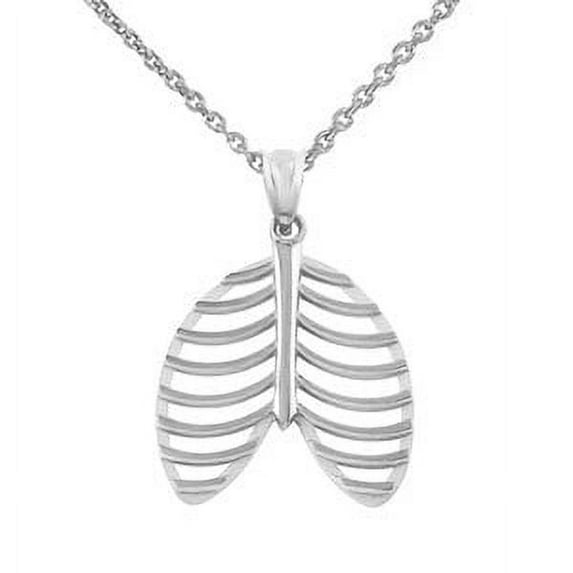 Sterling Silver Human Rib Cage Anatomy Pendant Necklace - Pendant with 20" chain