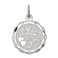thumbnail image 1 of 925 Sterling Silver Solid Faceted Polished back I Love You Disc Charm 23x16mm Wide Pendant Necklace for Women, 1 of 2