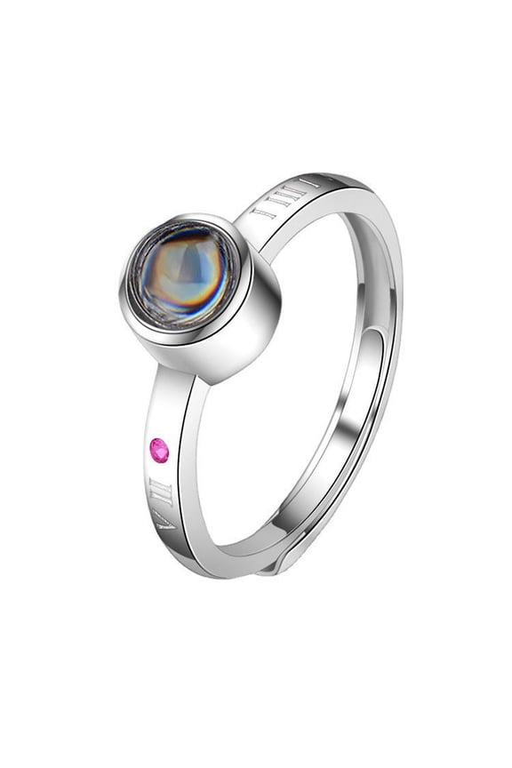 Womens Sterling Silver I Love You Projection Ring 925 Silver Adjustable Electroplated Ring Platinum and Rose Gold