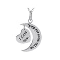 thumbnail image 1 of Sterling Silver I Love You to the Moon and Back Heart Pendant Necklace 18 inch adjustable w/ Chain, 1 of 6