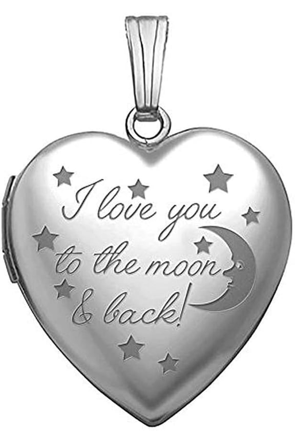 Sterling Silver I Love You to the Moon and Back Locket - 3/4 Inch X 3/4 Inch - Includes 18 inch Chain (Locket Only)