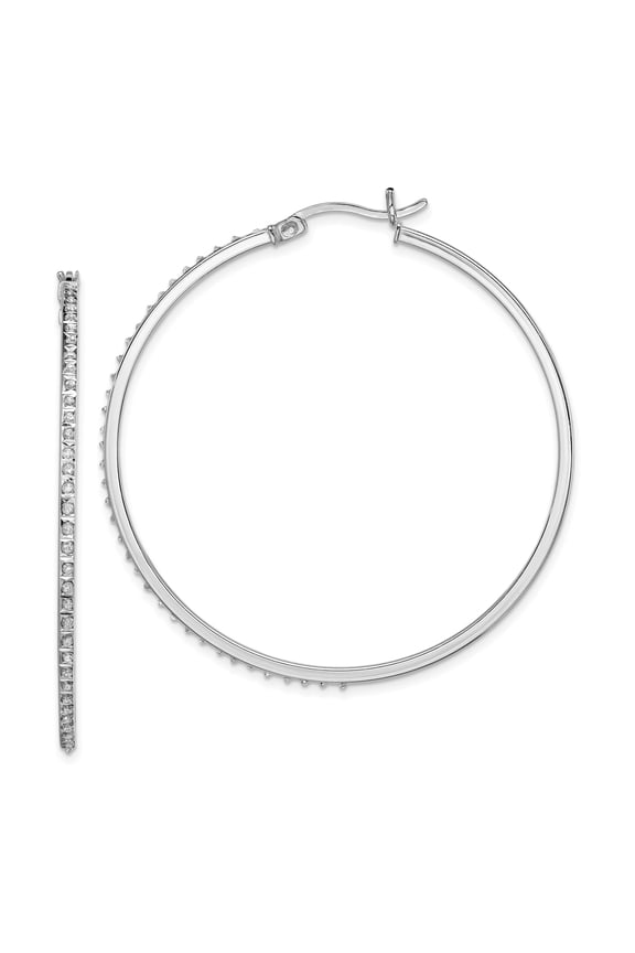 Sterling Silver IJ Diamond Hoop Earrings