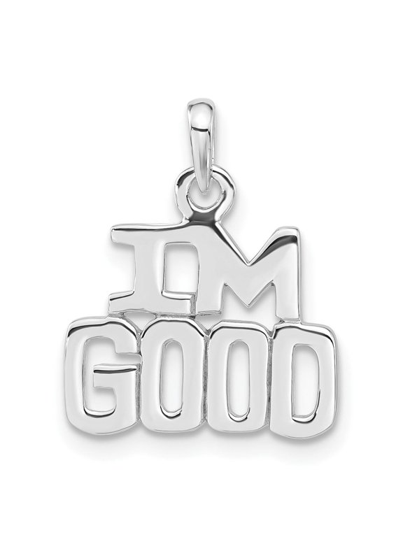 Sterling Silver IM GOOD Pendant Necklace, Unisex Bold Block Letter Confidence Jewelry, Uplifting Motivational Statement Accessory for Daily Wear and Personal Expression