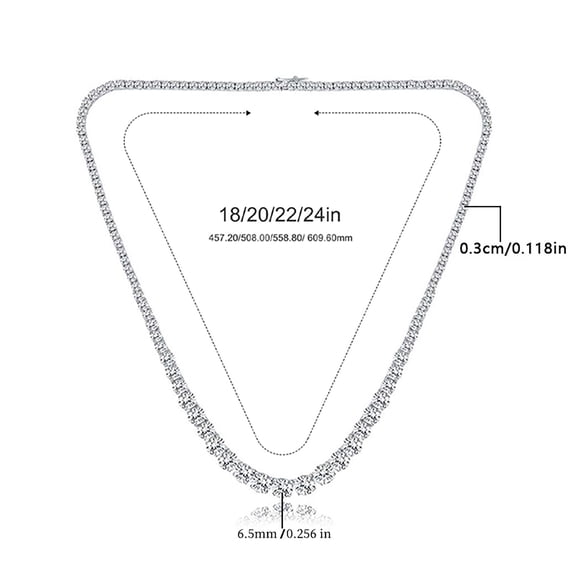 Sterling Silver Iced Out Diamond Tennis Chain Necklace for Women, Full Rhinestone Chain ,Cubic Zirconia Cuban Tennis Necklaces Chains 18-24 Inches