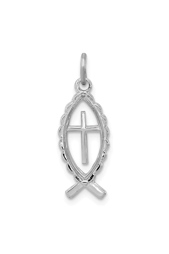 Sterling Silver Ichthus Fish Charm Pendant