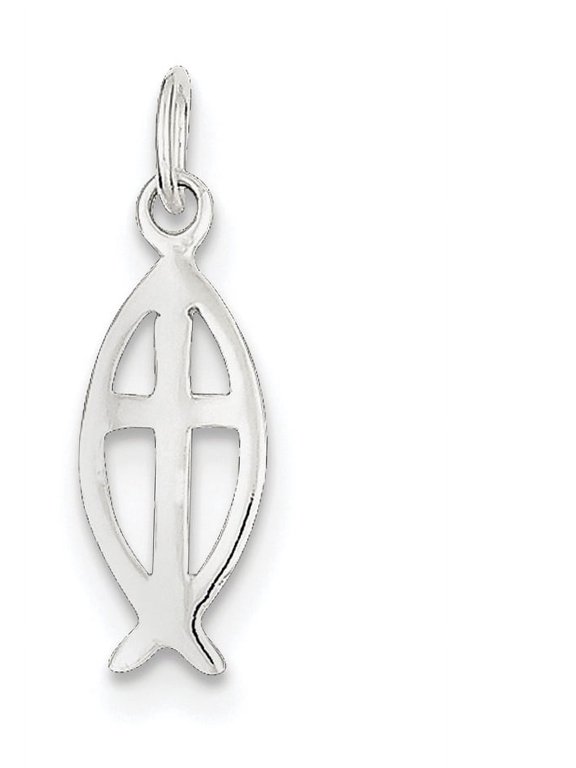 Sterling Silver Ichthus Fish Cross Charm
