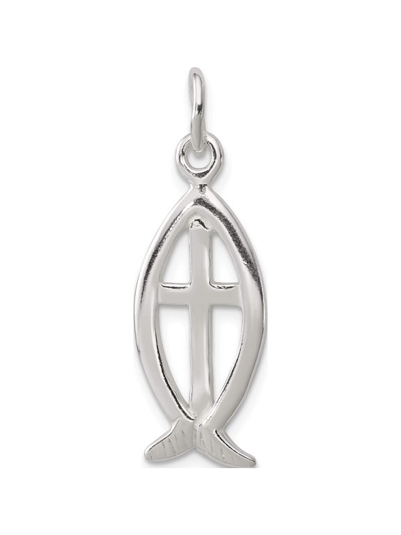 Sterling Silver Ichthus Fish Cross Charm