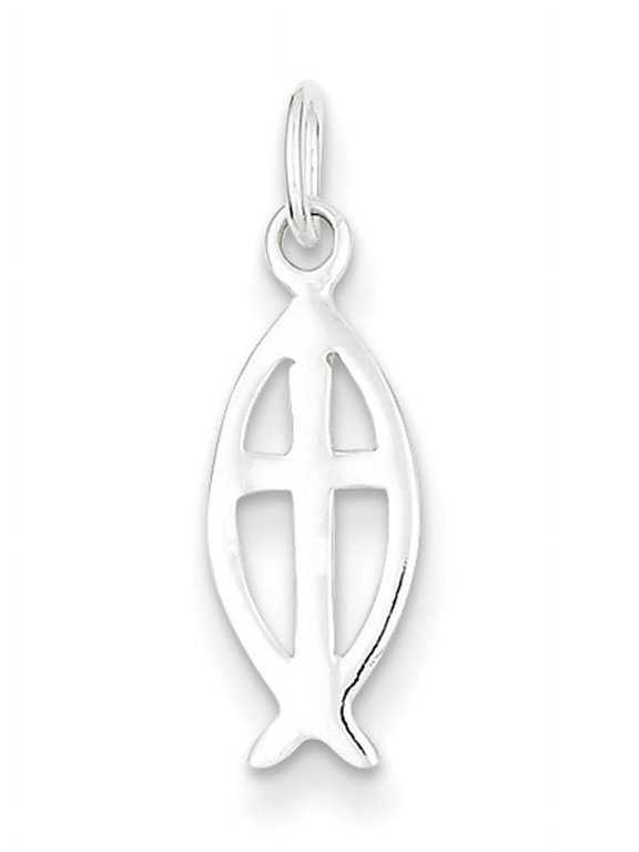 Sterling Silver Ichthus Fish Cross Charm