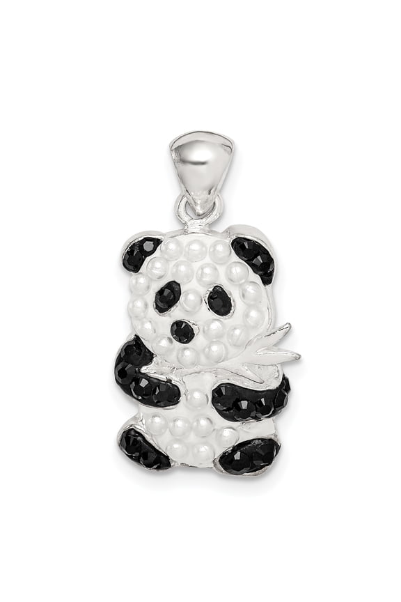 Sterling Silver Imitation Pearl & Preciosa Crystal Panda Pendant QC9623
