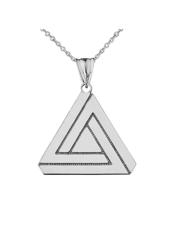 Sterling Silver Impossible (Penrose) Triangle Pendant Necklace, 18"