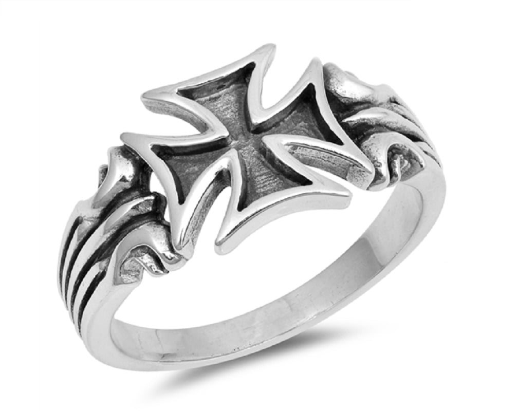 アクセサリー vintage 70's silver925 iron cross ring Men's Vintage Jewelry Fire Iron Cross Ring Stainless Steel