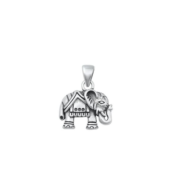 Sterling Silver Indian Elephant Pendant Trunk Up Good Luck Charm Jewelry Female Unisex